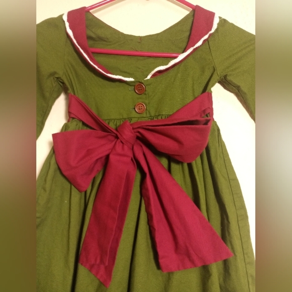 Green and Red Kids Dress - Picture 3 of 9
